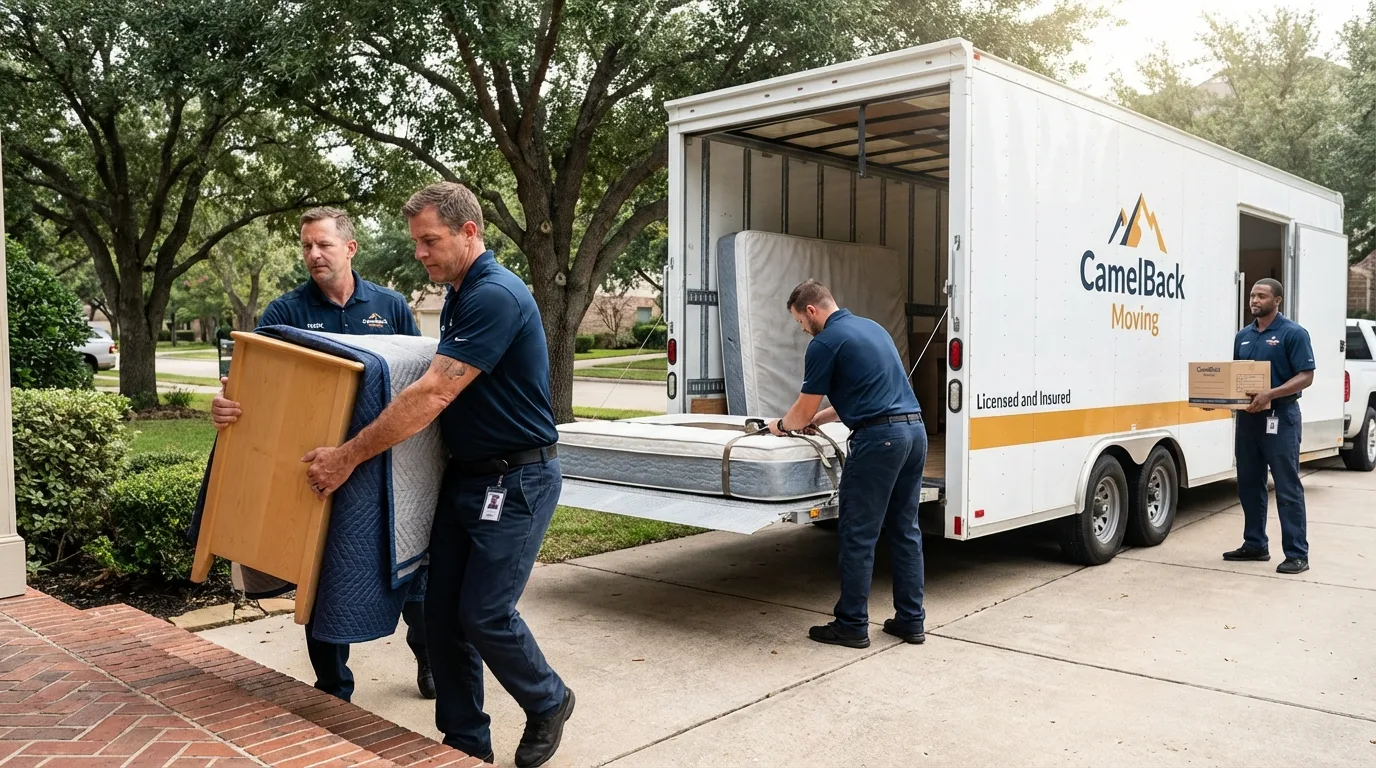 Crew loading residential truck for cross-state move from Verona, MS