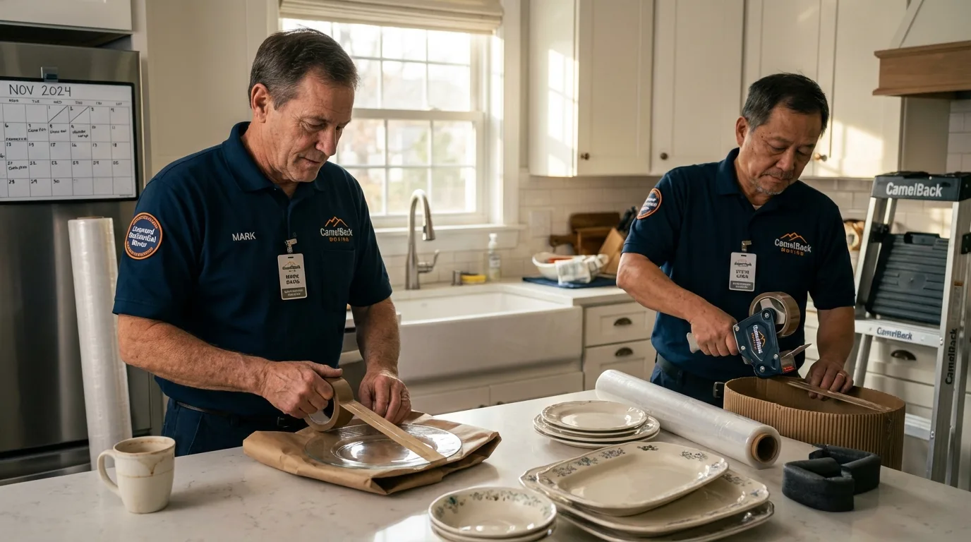 Professional crew packing kitchen dishware in Verona, MS